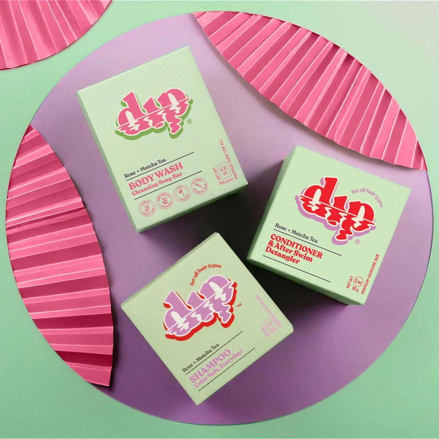 Dip Body Wash Cleansing Soap Bar - Rose & Matcha Tea - Image 3