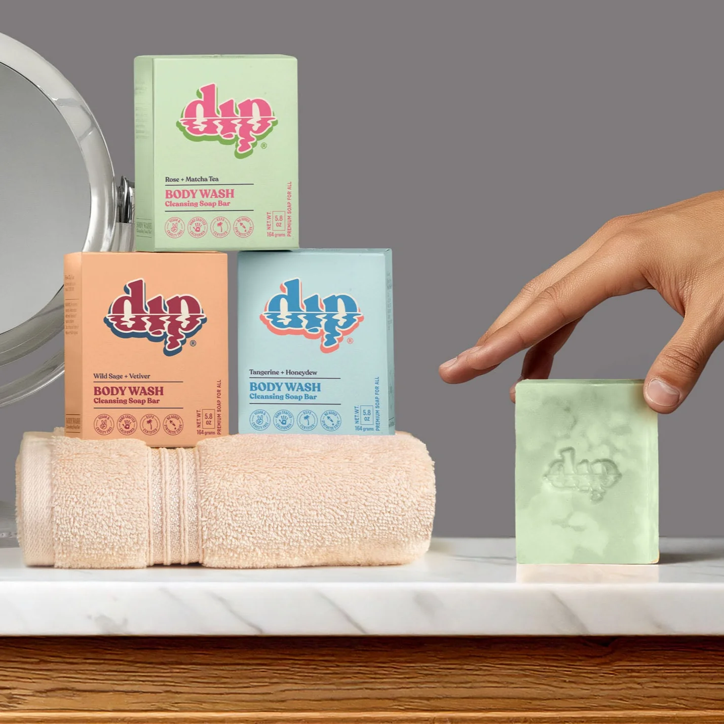 Dip Body Wash Cleansing Soap Bar - Rose & Matcha Tea - Image 5