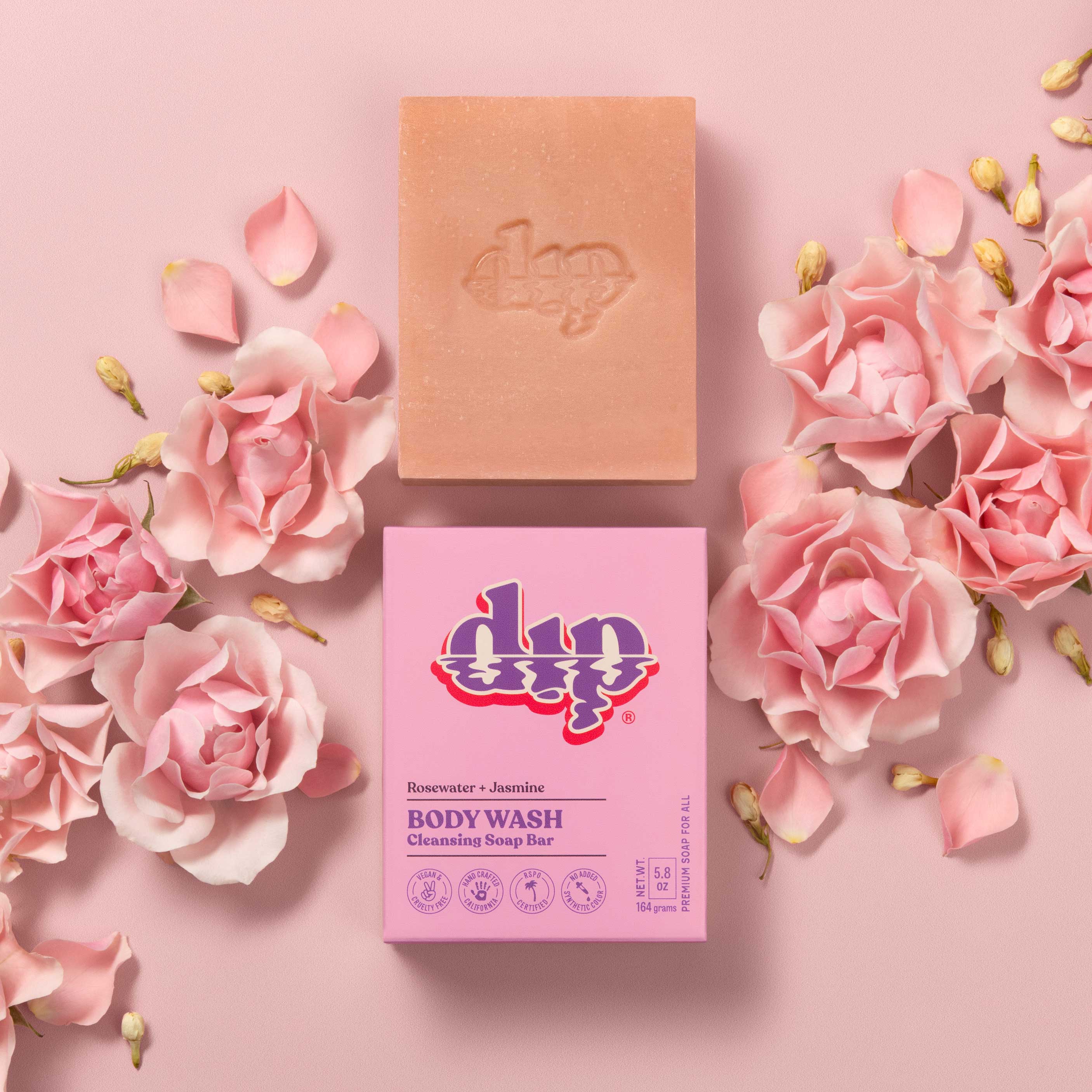 Dip Body Wash Cleansing Soap Bar - Rosewater & Jasmine - Image 3