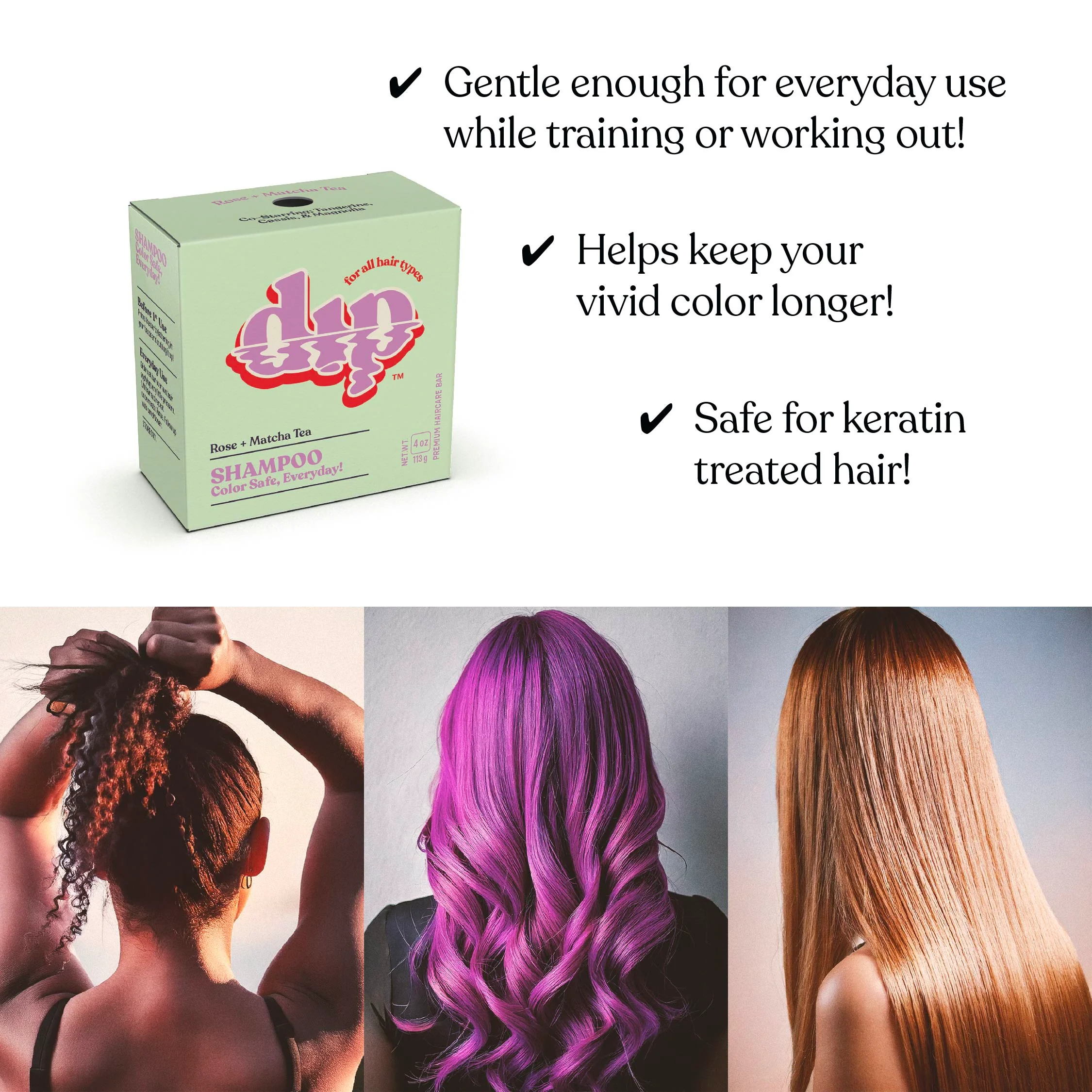 Dip Shampoo Bar: Color Safe, Everyday - Rose & Matcha Tea - Image 4