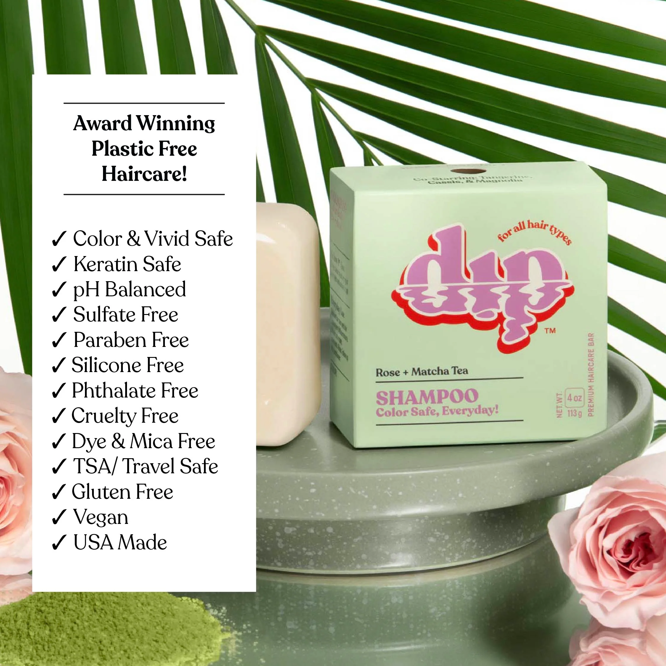 Dip Shampoo Bar: Color Safe, Everyday - Rose & Matcha Tea - Image 7