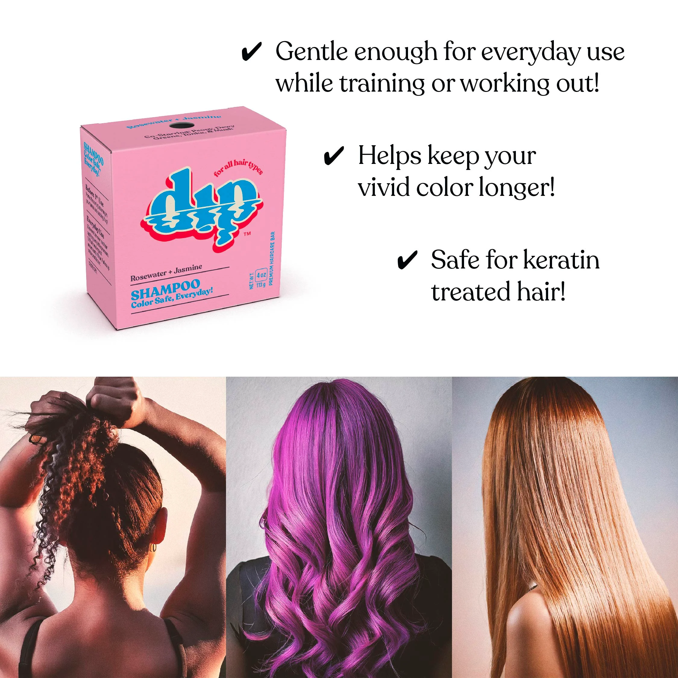 Dip Shampoo Bar: Color Safe, Everyday- Rosewater & Jasmine - Image 4