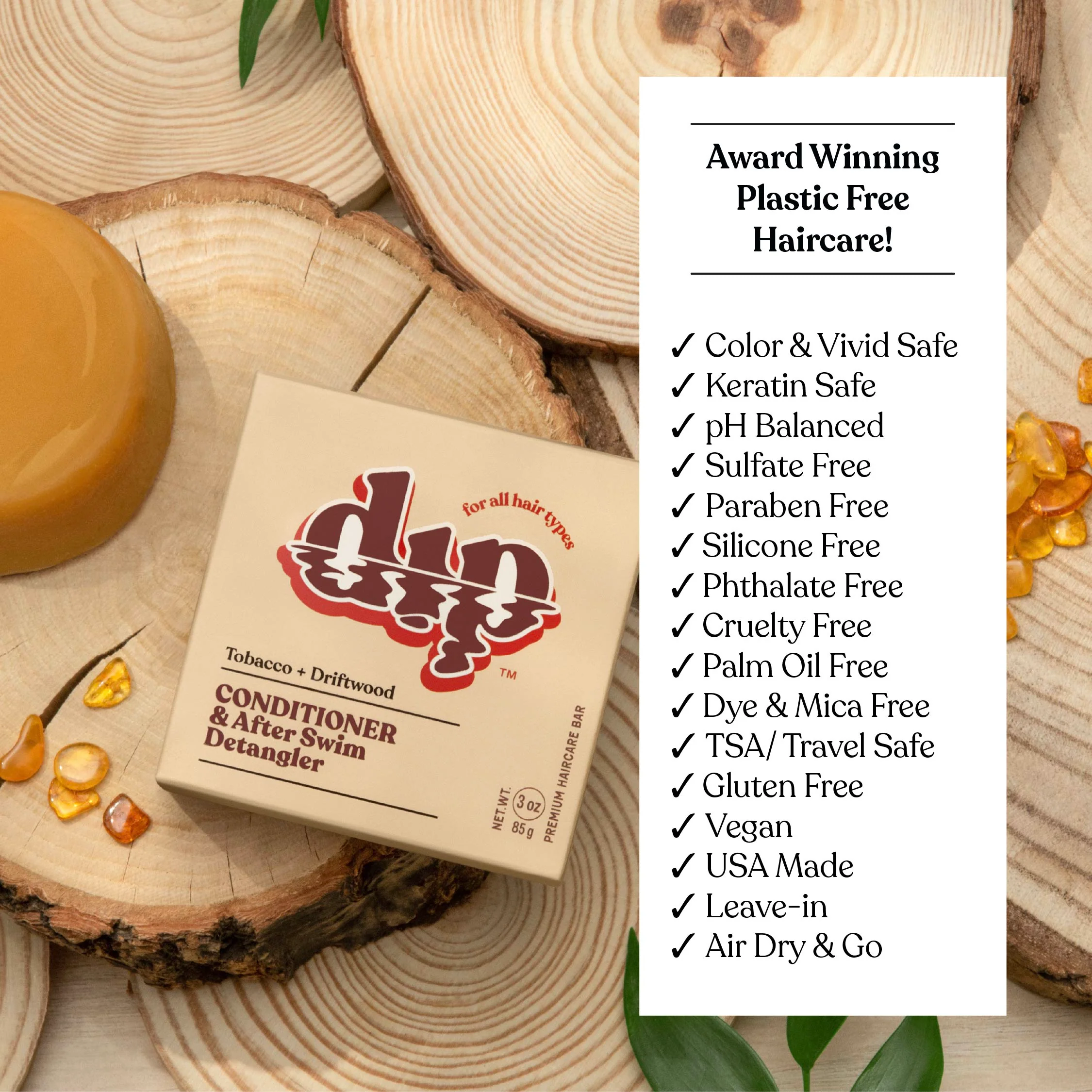 Dip Conditioner Bar & After Swim Detangler - Tobacco & Driftwood - Image 8