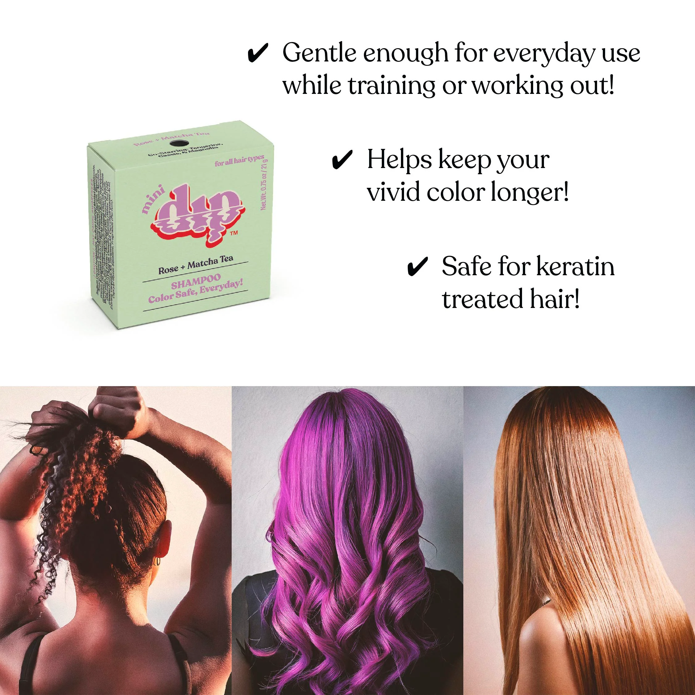 Mini Dip Shampoo Bar: Color Safe, Everyday - Rose & Matcha Tea - Image 4