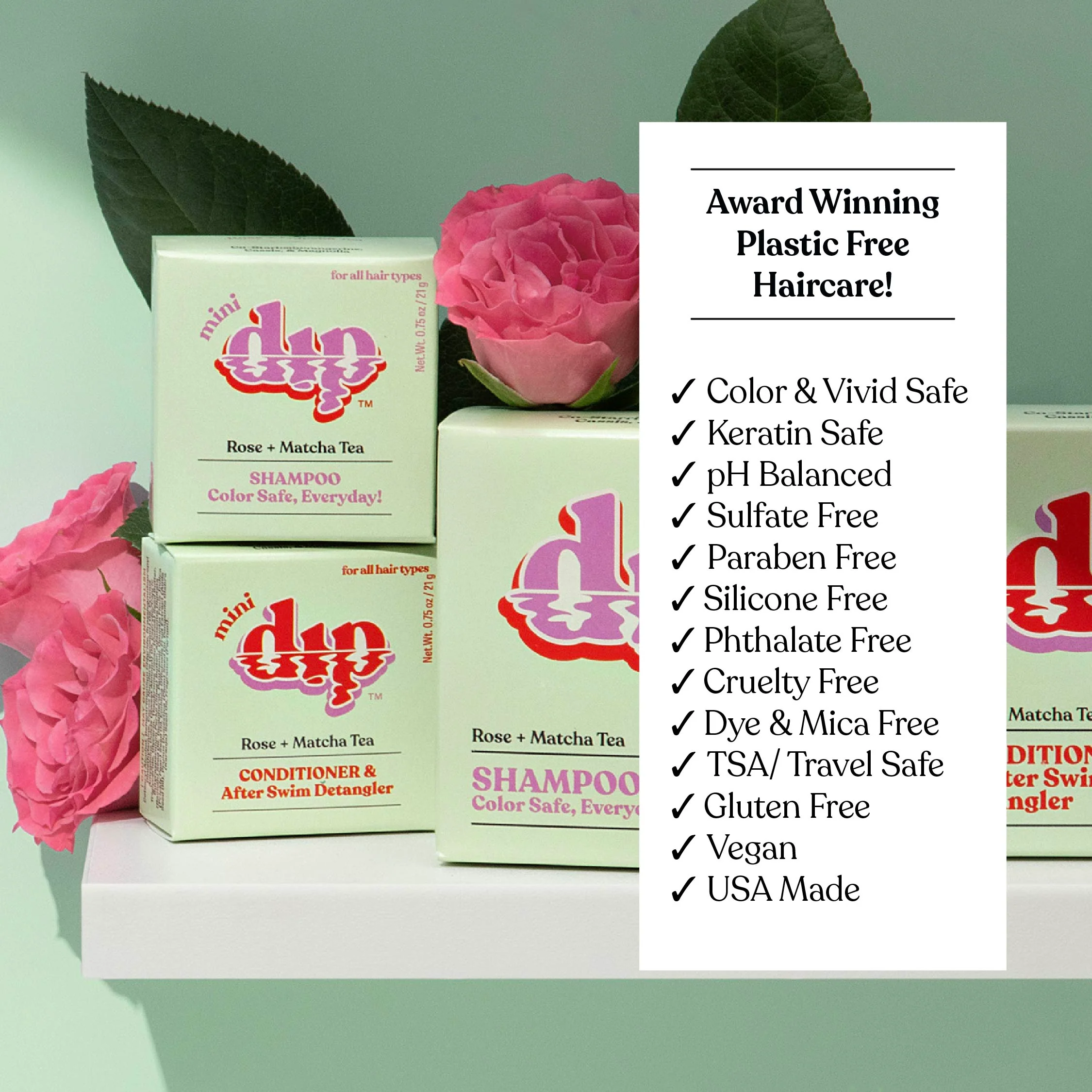 Mini Dip Shampoo Bar: Color Safe, Everyday - Rose & Matcha Tea - Image 7