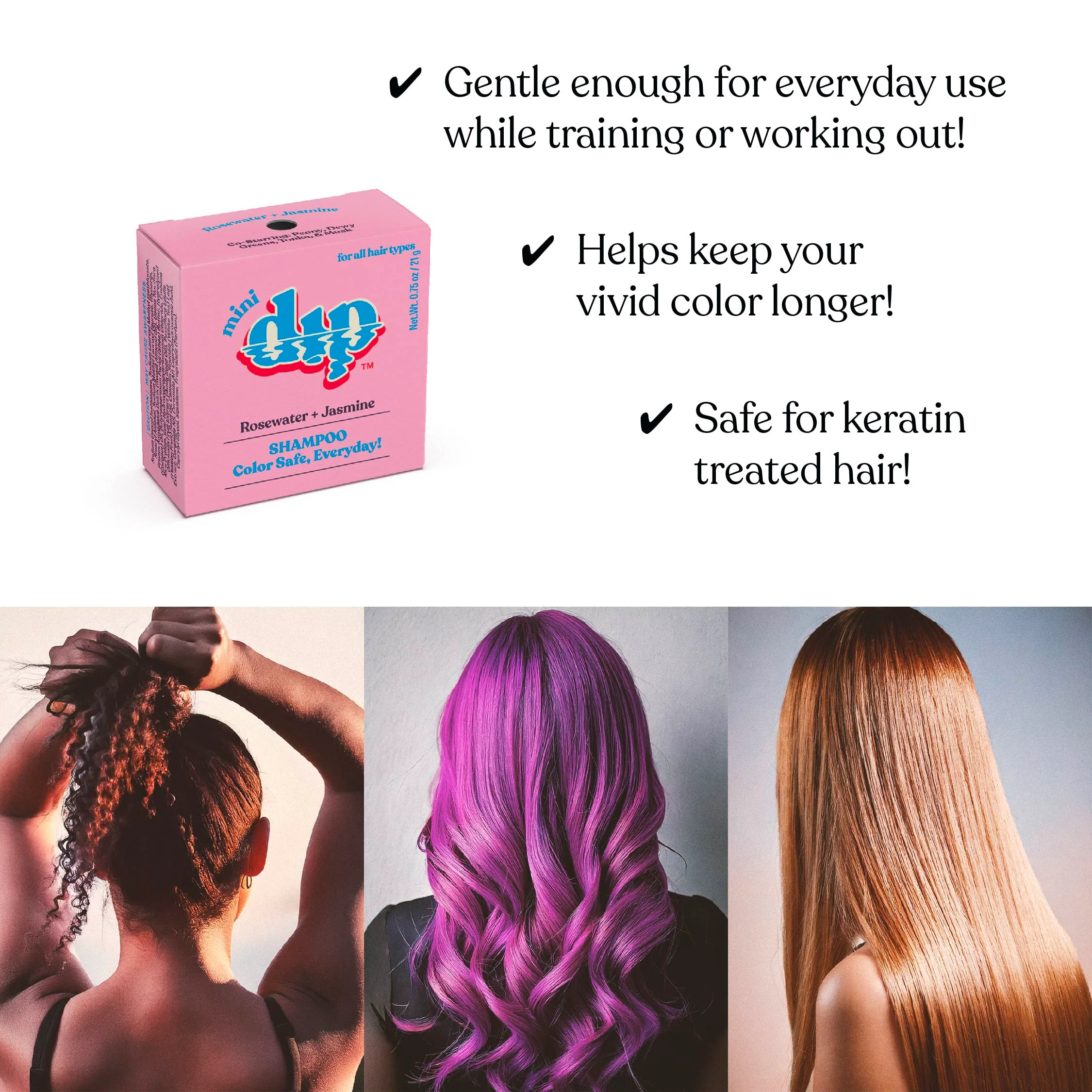 Mini Dip Shampoo Bar: Color Safe, Everyday - Rosewater & Jasmine - Image 4