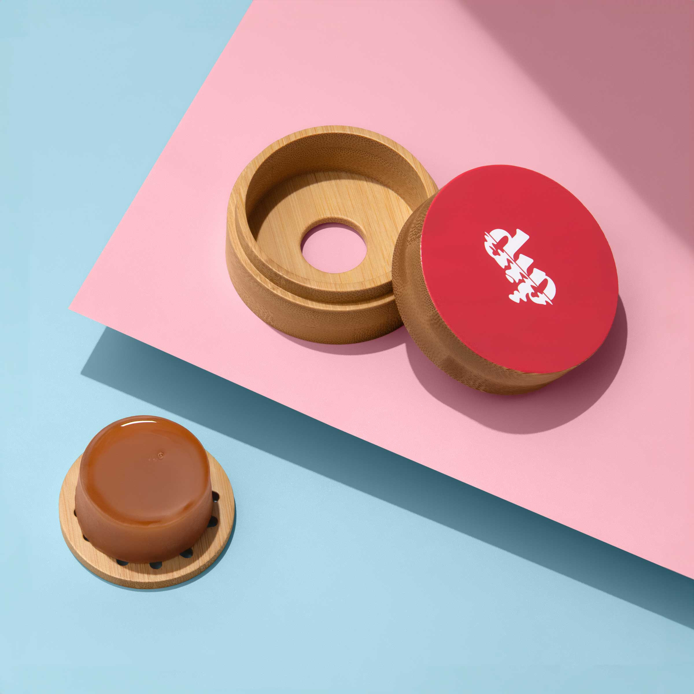 Mini Dip Bamboo Travel Case with Coaster : Red - Image 4