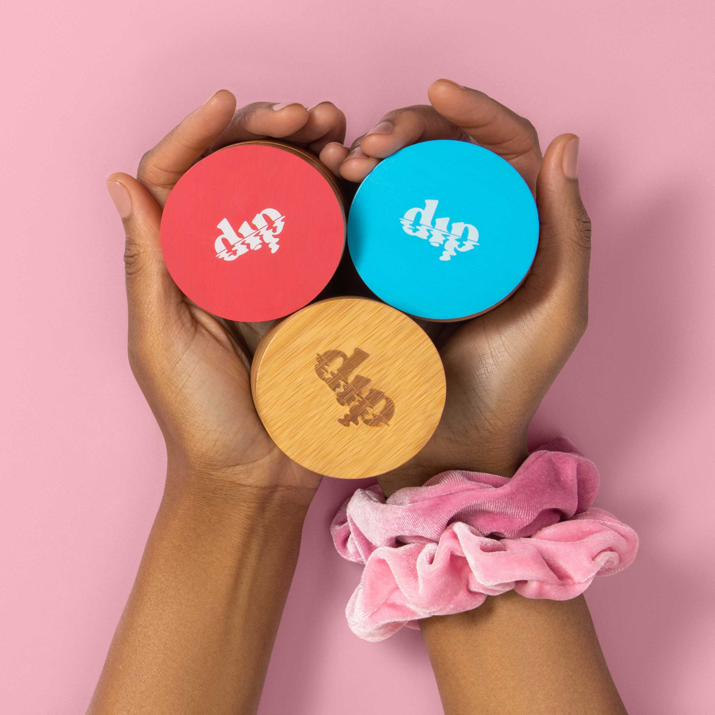 Mini Dip Bamboo Travel Case with Coaster : Red - Image 5