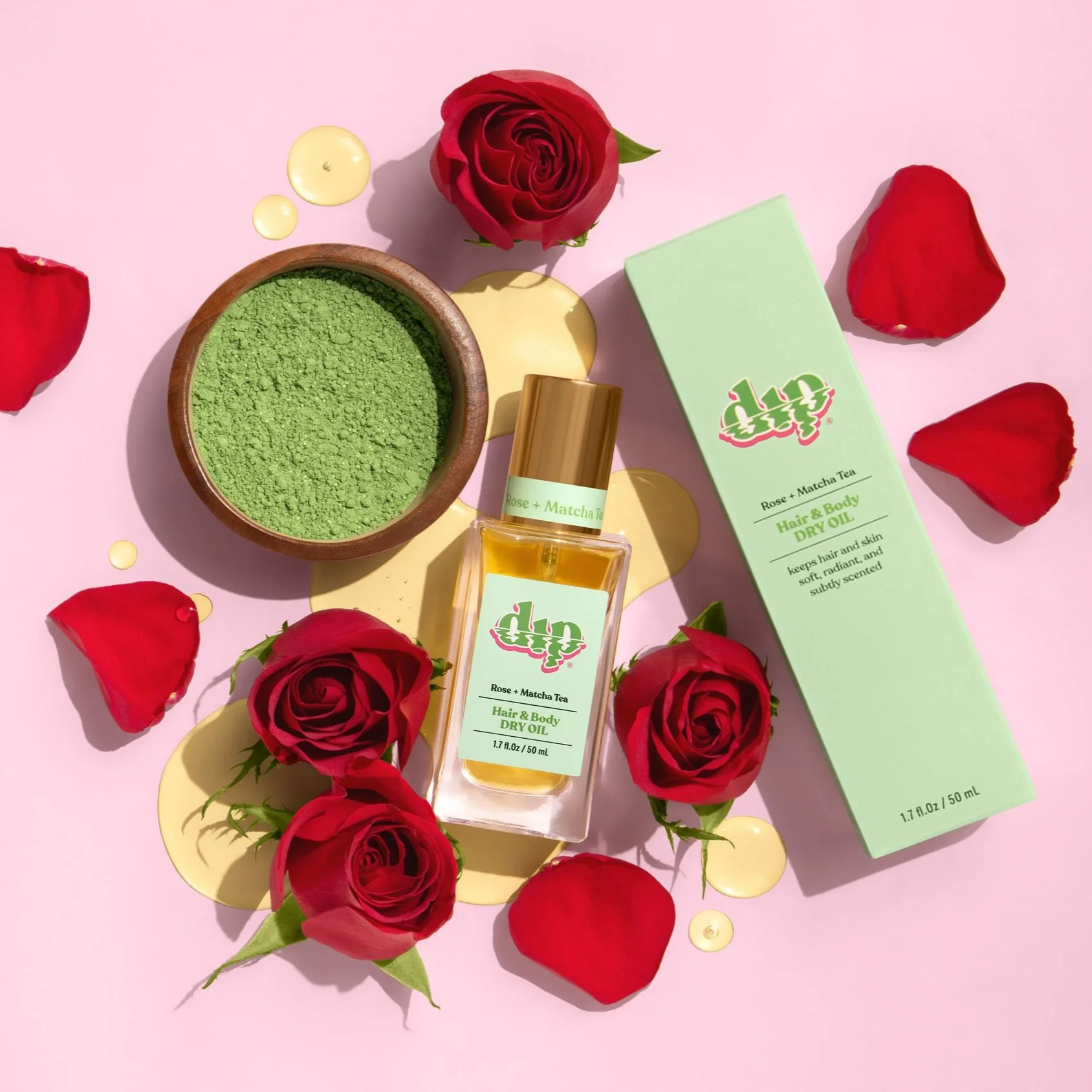 Dip Hair & Body Dry Oil - Rose & Matcha Tea - Image 5