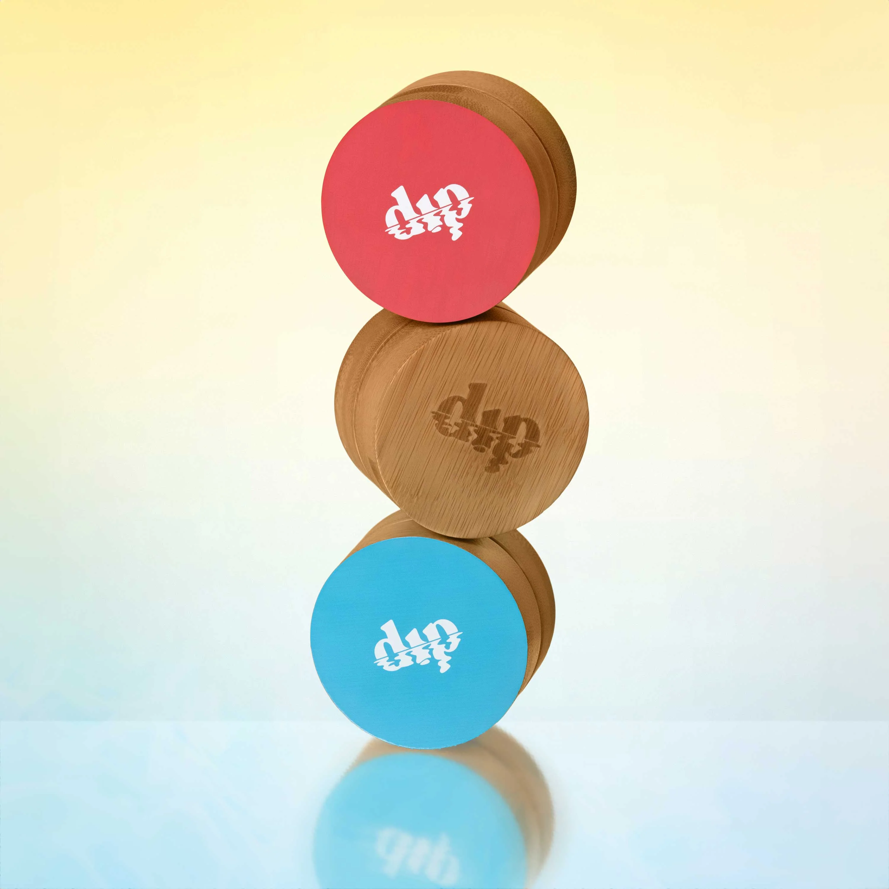 Mini Dip Bamboo Travel Case with Coaster : Blue - Image 6